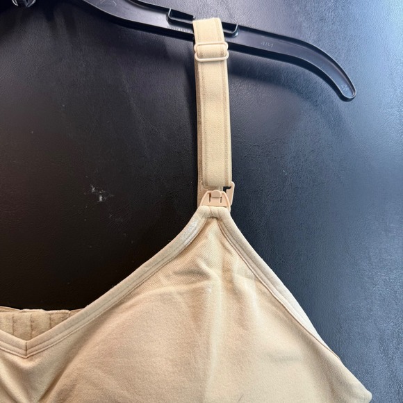 Hofish Nursing Pumping Bra Women XXL Tan Seamless Hands Free Maternity Comfort - Picture 3 of 7